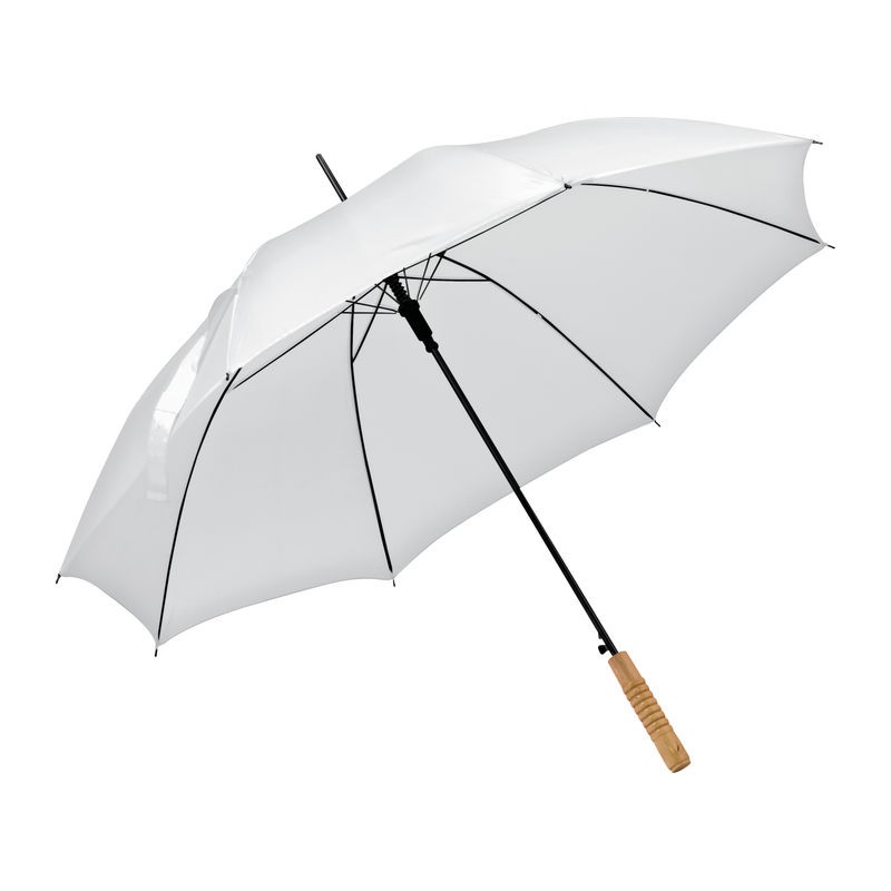 Umbrela automata maner lemn drept- 45086 alb - White Umbrela automata maner lemn drept- 45086 alb - White