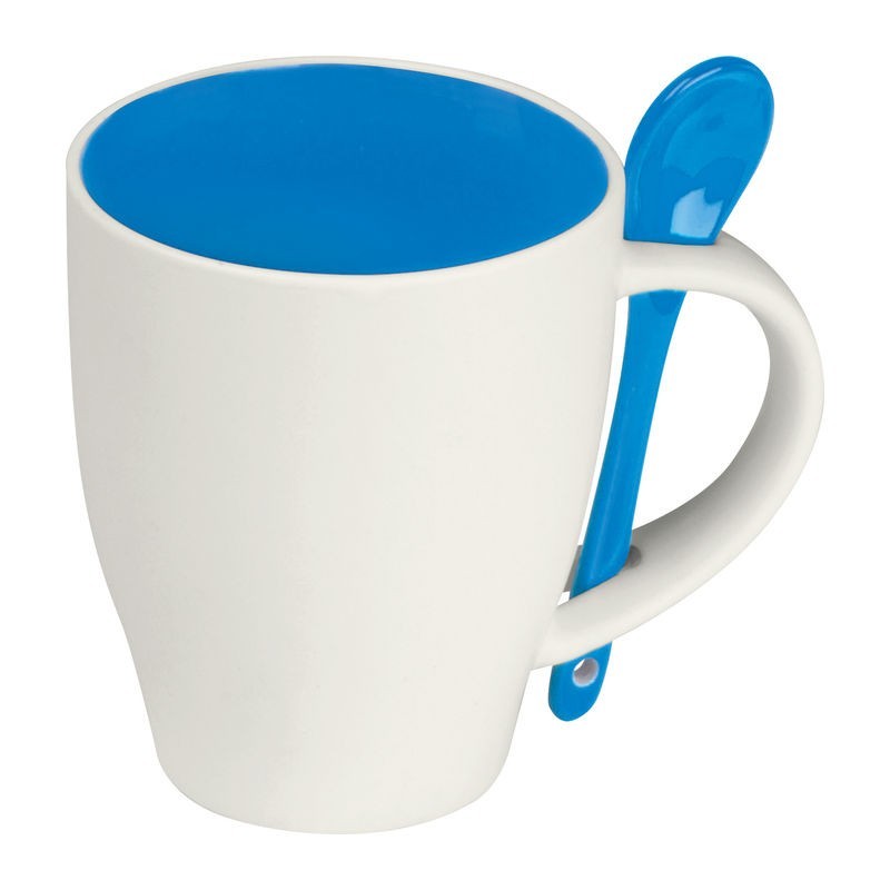 Cana ceramica 250 ml cu lingurita - 85095 albastru Blue Cana ceramica 250 ml cu lingurita - 85095 albastru Blue