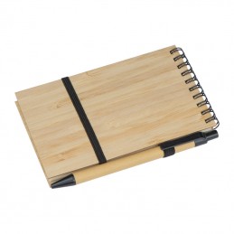 Carnetel A6 cu spirala vertical cu copertă din bambus -2321813, Beige
