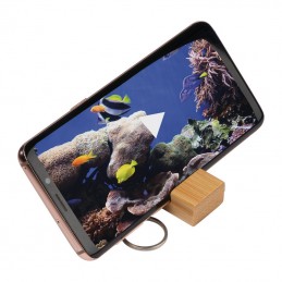 Breloc cu suport de telefon din bambus - 92647 Natural