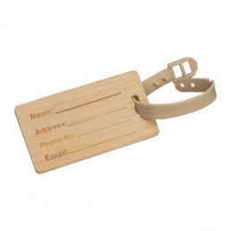 Eticheta pentru bagaj din bambus, 7434013 Natur - Beige