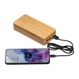 Powerbank 20000 mAh din bambus , 3396913 - Natur