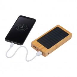 Powerbank 8000 mAh solar cu bambus - 3256313, natur