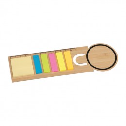Semn de carte din bambus cu notițe adezive, 2422613 - Beige