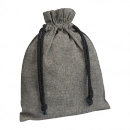 Sac mic din bumbac reciclat cu snur - 62981 Gri