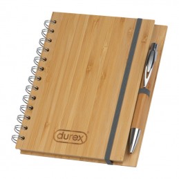Carnetel A5 liniat cu pix si spira coperti din bambus - 2890901, Brown