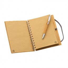 Carnetel A5 liniat cu pix si spira coperti din bambus - 2890901, Brown