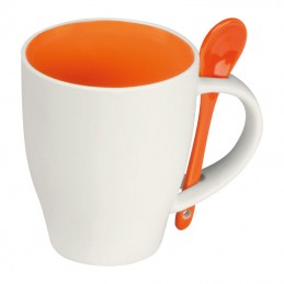 Cana ceramica 250 ml cu lingurita - 85095 Orange