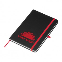 Carnetel A5 96 file liniate cu bandă colorată coperta PU, 23867 Rosu