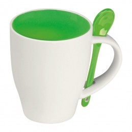 Cana ceramica 250 ml cu lingurita - 85095 Verde Green