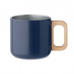 Cana metalica 350 ml cuperete dublu si maner bambus ACERO - Albastru navy