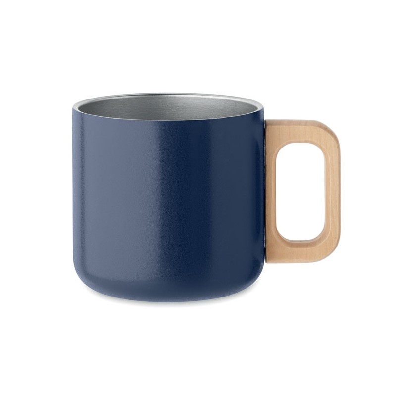 Cana metalica 350 ml cuperete dublu si maner bambus ACERO - Albastru navy Cana metalica 350 ml cuperete dublu si maner bambus ACERO - Albastru navy