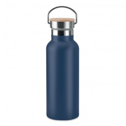 Bidon dublu 500 ml capac bambus MO9431-85 - Albastru Închis