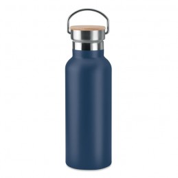 Bidon dublu 500 ml capac bambus MO9431-85 - Albastru Închis