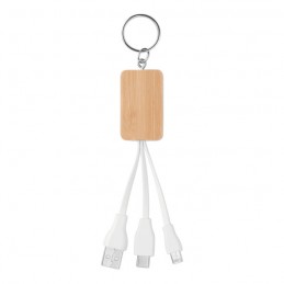 Cablu  incarcare 3 în 1 din bambus  CLAUER - MO9888-40, Wood
