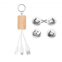 Cablu  incarcare 3 în 1 din bambus  CLAUER - MO9888-40, Wood