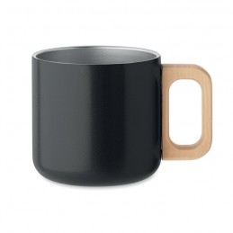 Cana metalica 350 ml cuperete dublu si maner bambus ACERO MO2325 - Negru
