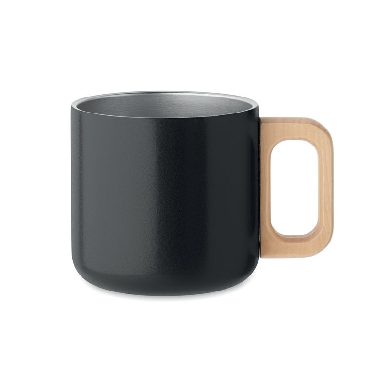 Cana metalica 350 ml cuperete dublu si maner bambus ACERO MO2325 - Negru Cana metalica 350 ml cuperete dublu si maner bambus ACERO MO2325 - Negru