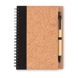 Carnetel A5  70 file liniate din pluta cu pix 18X 13 cm SONORA PLUSCORK MO9859 Negru Black