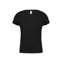 Tricou bumbac 150 gmp v-neck damaWomen Colour T-Shirt. Iconic V-Neck. BLACK
