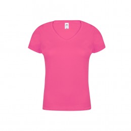 Tricou bumbac 150 gmp v-neck damaWomen Colour T-Shirt. Iconic V-Neck. FUCHSIA