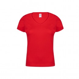 Tricou bumbac 150 gmp v-neck damaWomen Colour T-Shirt. Iconic V-Neck. RED