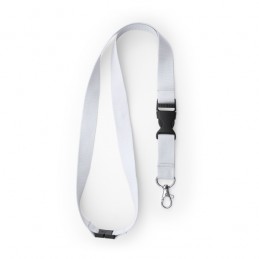 Lanyard 2 cm cu carabina, catarama si închidere de siguranta., GUEST LY7054 Alb - WHITE
