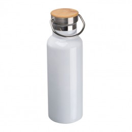 Sticla termos 500 ml cu bambus ideala sublimare  85259  Alb