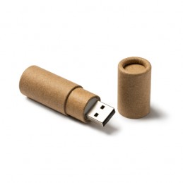USB 16 GB Stick de memorie USB cilindric din carton reciclat -VIKEN  US4195 Natural - BEIGE