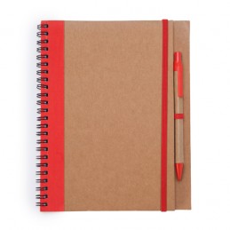 Carnetel A5 cu spirală si pix cu 60 file veline, ALANI.  NB8073 - RED