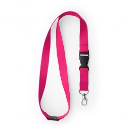 Lanyard 2 cm cu carabina, catarama si închidere de siguranta., GUEST LY7054 Roz - FUCHSIA